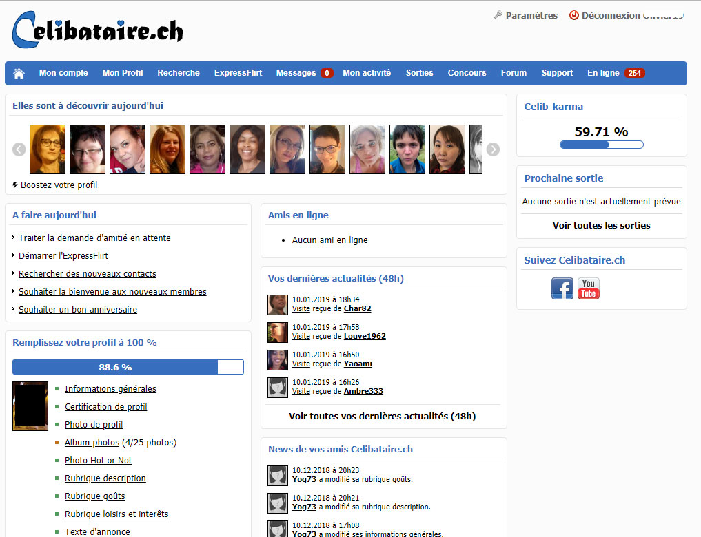 image de la zone membre du site Celibataire.ch