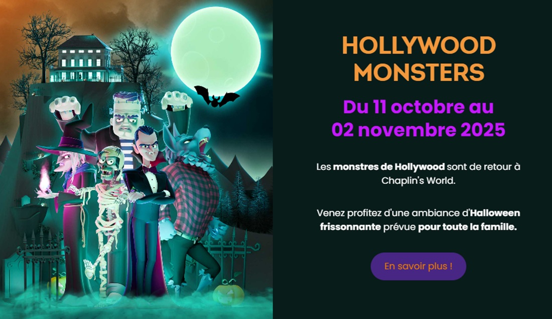 Hollywood Monsters arrivent à Chaplin’s World pour Halloween