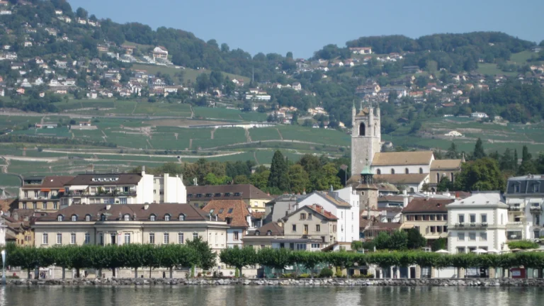 Vue de Vevey depuis le lac Léman, ville où se tient l’exposition de l’ARVA