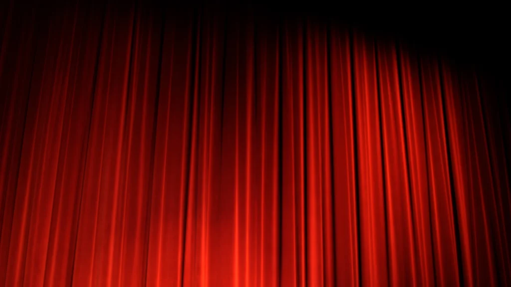 Rideau rouge de théâtre illustrant Nuit d’ivresse au Pantographe à Vevey