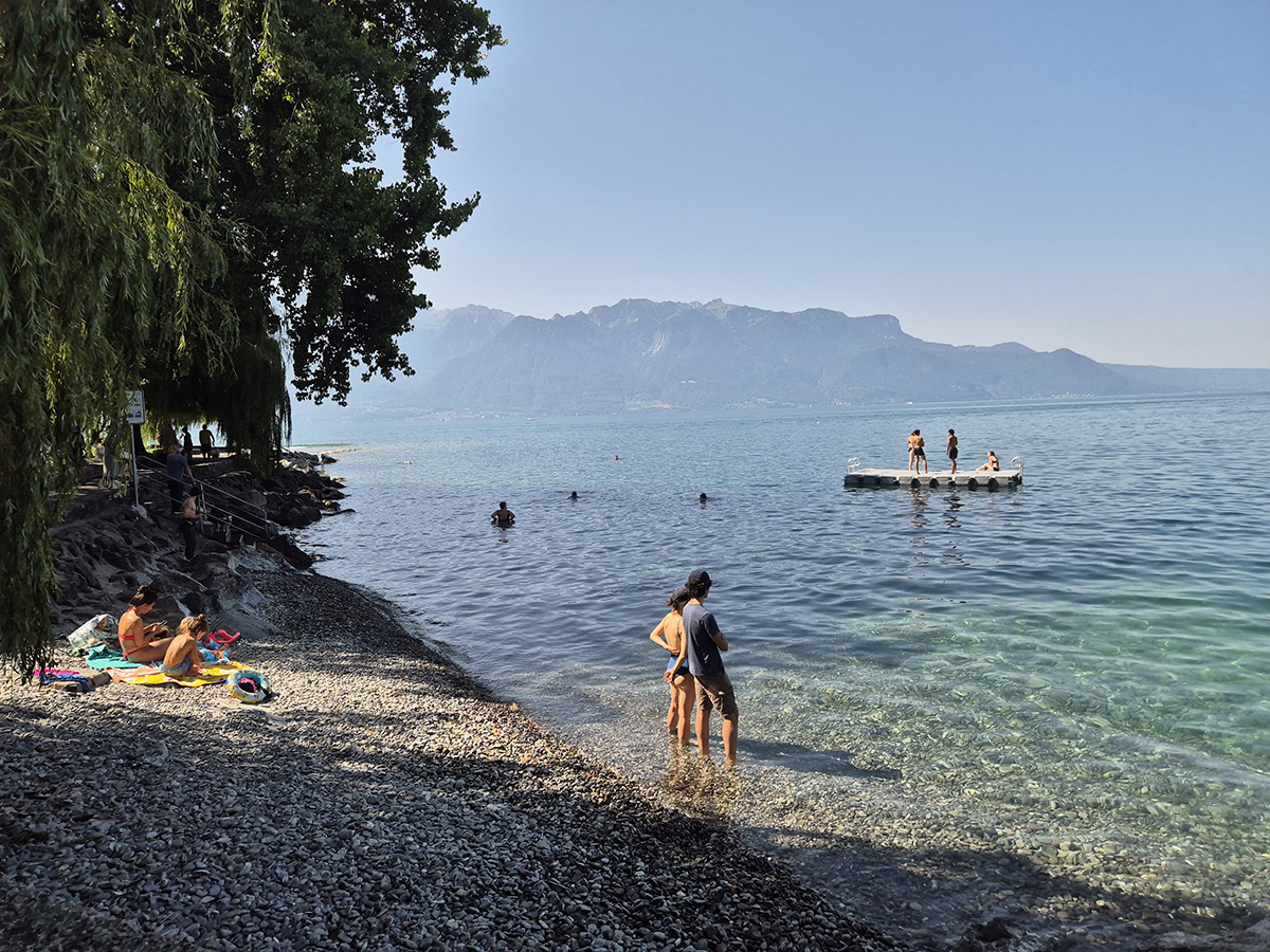 Le Jardin Doret à Vevey : Une plage et un coin de détente au bord du Léman